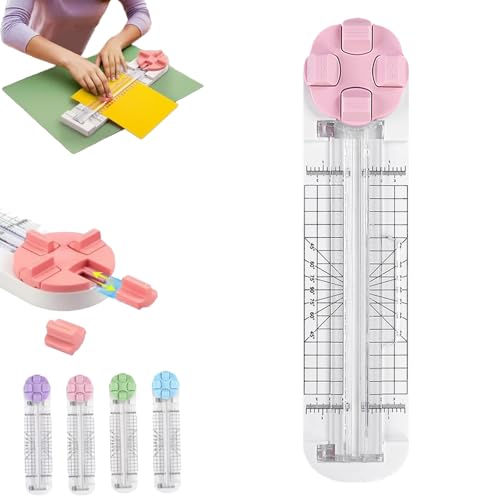Duomiluo 4 in 1 Paper Cutter, 4-in-1 Multi-function Paper Trimmer with Straight, Wave, Perforated & Creasing Blades for Cutting Papers, Postcards, Coupons, Scrapbook (Pink) von Generisch