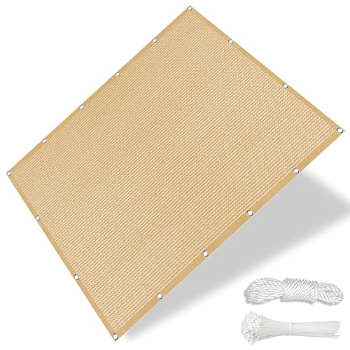 Durable Sonnensegel 200x410cm mit Seilen UV-Schutz Atmungsaktiv Ripstop Baldachin für Garten Balkon Terrasse - Sandgelb Outdoor Sonnenschutz von Generisch