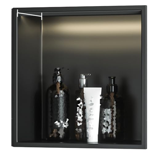 Dusch- und LED-Toilettenpapierhalter aus Edelstahl, für Wand, Hintergrund, Hotel, Küche, Schwarz, 32 x 32 x 12,5 cm Dusch- und LED-Toilettenpapierhalter aus Edelstahl, für Wand, Hintergrund, Hotel, Küche, Schwarz, 32 x 32 x 12,5 cm von Generisch