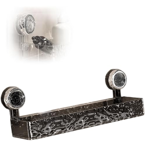 Duschablage, Saugnapf-Aufbewahrungshalter, Bewegliche Duschablage Mit Saugnapf, Ohne Bohren An Der Wand Montierbares, Abnehmbares Waschbeckenregal (Transparentes Grau,38.2cm) von Generisch