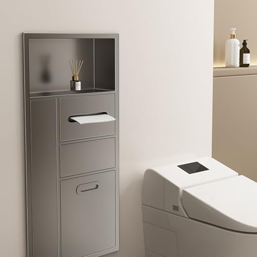 Duschnische aus Edelstahl mit rechtwinkligen Ecken, integrierter Mülleimer, Toilettenpapierhalter und Bürstenhalter, wasserdichte Badezimmer-Nische für Küche und Hotel Duschnische aus Edelstahl mit rechtwinkligen Ecken, integrierter Mülleimer, Toilettenpapierhalter und Bürstenhalter, wasserdichte Badezimmer-Nische für Küche und Hotel von Generisch