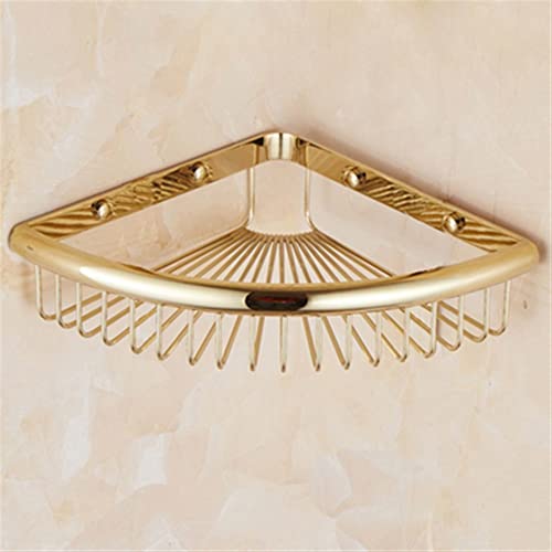 Duschregal, Eckregal, Badezimmerregal, Kristall, Messing, Aufbewahrungsregal, Eckregal, Badezimmer, Wandmontage, Küchenregal, 1 Schicht, Gold von Generisch
