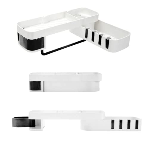 Duschregal Duschablage Ecke 180 Grad Drehung Selbstklebend Ohne Bohren Shampoo Halter Klebepads Duschkorb mit Haken Badregal Dusche, Schwarz-weiß Duschregal Duschablage Ecke 180 Grad Drehung Selbstklebend Ohne Bohren Shampoo Halter Klebepads Duschkorb mit Haken Badregal Dusche, Schwarz-weiß von Generisch