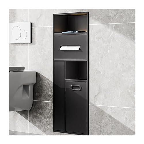 Duschregal aus Edelstahl, 30 x 30 x 14 cm, eingebetteter Nassraum, Toilettenpapier-Mülleimer, Shampoo- und Toilettenartikel-Organizer für Küche, Schlafzimmer und Badezimmer, Regale, Schwarz von Generisch