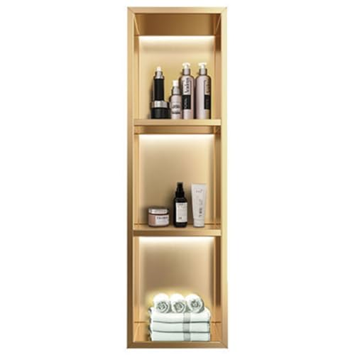 Duschregal aus Edelstahl, Badezimmer-Trennwand, goldfarben, dekorative Wandaufbewahrung für Wohnzimmer, 29 x 90 x 12,5 cm, platzsparender Organizer für moderne Häuser Duschregal aus Edelstahl, Badezimmer-Trennwand, goldfarben, dekorative Wandaufbewahrung für Wohnzimmer, 29 x 90 x 12,5 cm, platzsparender Organizer für moderne Häuser von Generisch