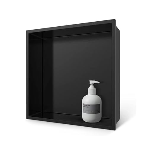 Duschregal aus Edelstahl, randlos, für Badezimmer, versenkte Wand, befliesbar, Aufbewahrung für Shampoo-Flaschen und Toilettenartikel, stilvolles schwarzes Design Duschregal aus Edelstahl, randlos, für Badezimmer, versenkte Wand, befliesbar, Aufbewahrung für Shampoo-Flaschen und Toilettenartikel, stilvolles schwarzes Design von Generisch