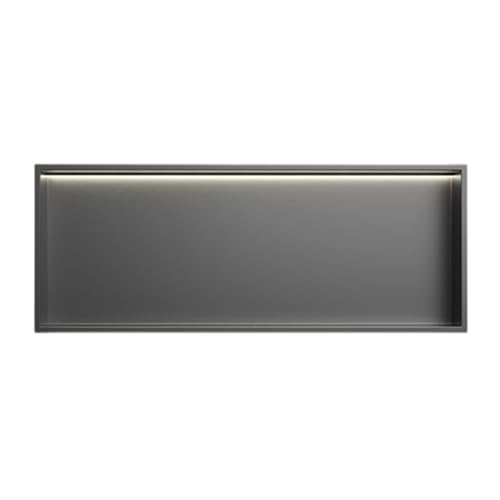 Duschregal aus Edelstahl, schwarz, LED-Einbauregal, keine Fliesen erforderlich, Metall, platzsparendes Design, 92 x 32 x 12,5 cm, modernes Zuhause von Generisch