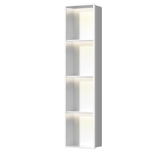 Duschregal aus Edelstahl mit LED-Licht-Metall, Badezimmer-Aufbewahrungsschrank und Toilettenpapierhalter für Hotel und Küche, Weiß (28 x 120 x 12,5 cm) von Generisch