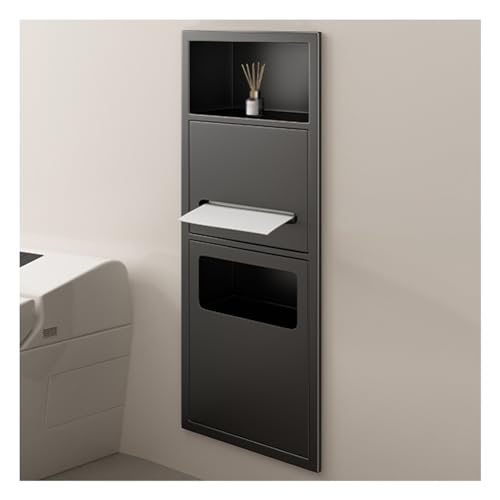 Duschregal aus Edelstahl mit Mülleimer, wasserdicht, Badezimmer-Organizer für Duschutensilien, Wandmontage, schwarz, 70 x 28 x 13,5 cm von Generisch