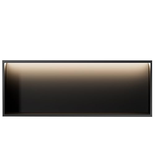 Duschregal aus Edelstahl mit nicht dimmbarer LED-Lichtleiste, oben montiert, Badezimmer-Aufbewahrungslösung (schwarz, 70 x 28 x 12,5 cm) von Generisch