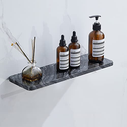 Duschregal aus Marmor und Kupfer, schwebende Regale, Wandmontage, Aufbewahrungsregal für Toilettenartikel, Kosmetika und Gewürzflaschen, 40 cm, Schwarz von Generisch