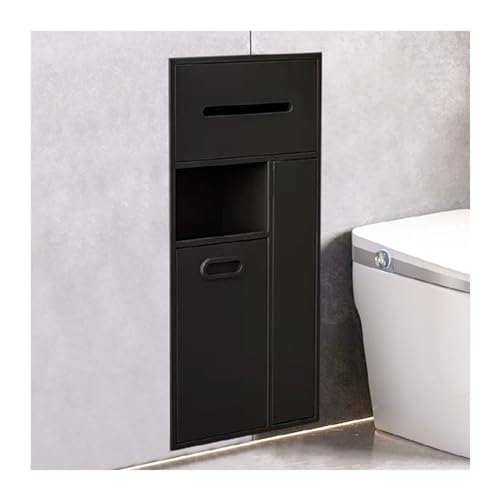 Duschregal aus hochwertigem Edelstahl, wasserdicht, eingebettet, für Toilettenartikel und Shampoo, moderne Badezimmer-Aufbewahrung, schwarz, 65 x 30 x 14 cm, ideal für Zuhause und Küche von Generisch