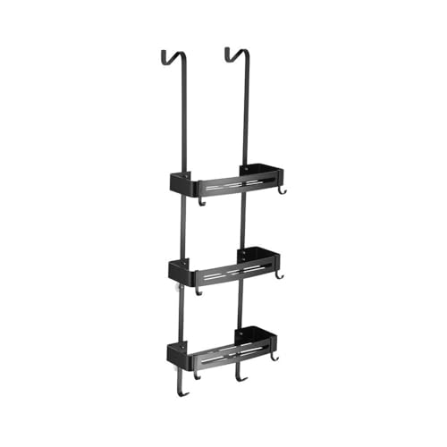 Duschregal mit 3 Ebenen, mit 8 Haken, kein Bohren, Aluminium, Badezimmer-Ablage, einfache Installation, hängendes Duschregal, stilvolles schwarzes Design für effiziente Platzersparnis Duschregal mit 3 Ebenen, mit 8 Haken, kein Bohren, Aluminium, Badezimmer-Ablage, einfache Installation, hängendes Duschregal, stilvolles schwarzes Design für effiziente Platzersparnis von Generisch