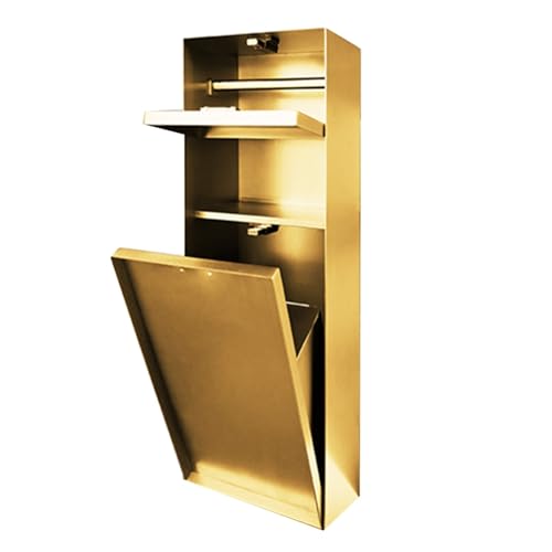 Duschregal mit Abfalleimer, wasserdichter Edelstahl-Organizer für Badezimmer und öffentliche Räume, elegantes Gold-Finish, platzsparendes Design, rostfrei von Generisch