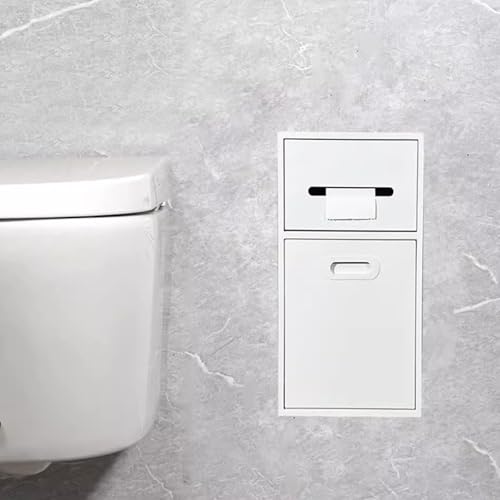 Duschregal mit versenktem und wandmontiertem Toilettenpapierhalter mit Schwingkorb und verstecktem Mülleimer, platzsparende Badezimmer-Aufbewahrungslösung von Generisch