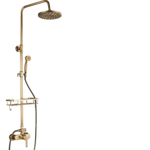Duschset aus antikem Messing für Badezimmer – Wandhalterung Armaturen Doppelknöpfe Mischbatterie Handbrause Badewanne Kit mit Ablage – Elegante Duschsets für modernes Zuhause Duschset aus antikem Messing für Badezimmer – Wandhalterung Armaturen Doppelknöpfe Mischbatterie Handbrause Badewanne Kit mit Ablage – Elegante Duschsets für modernes Zuhause von Generisch