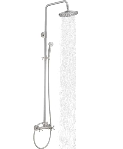 Duschsystem mit freiliegendem Rohr, mit verstellbarem Regenduschkopf, Industrie-Stil, Badezimmer-Befestigung, einfache Installation, moderne Wohnkultur, Messingkonstruktion Duschsystem mit freiliegendem Rohr, mit verstellbarem Regenduschkopf, Industrie-Stil, Badezimmer-Befestigung, einfache Installation, moderne Wohnkultur, Messingkonstruktion von Generisch