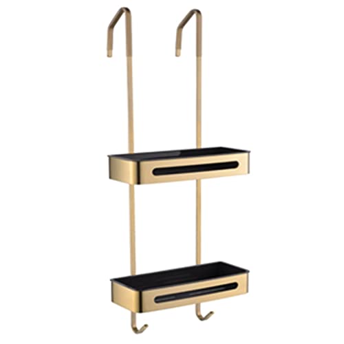 Duschtür-Caddy mit Haken und Aufbewahrungskorb, rostfrei, für einfachen Zugang zu Duschutensilien, goldfarben Duschtür-Caddy mit Haken und Aufbewahrungskorb, rostfrei, für einfachen Zugang zu Duschutensilien, goldfarben von Generisch