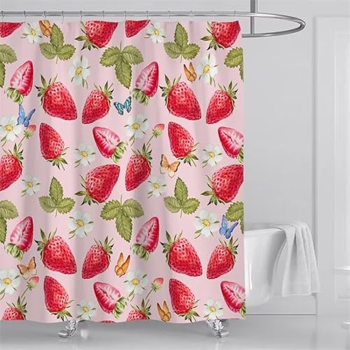 Duschvorhang 180x200cm Erdbeere Wasserdicht Anti-schimmel Schnell Trocknender Waschbarer Polyester Duschvorhänge mit 12 Haken Ring, Duschvorhang mit Gewicht Unten für Badezimmer Badewanne K-14359 Duschvorhang 180x200cm Erdbeere Wasserdicht Anti-schimmel Schnell Trocknender Waschbarer Polyester Duschvorhänge mit 12 Haken Ring, Duschvorhang mit Gewicht Unten für Badezimmer Badewanne K-14359 von Generisch