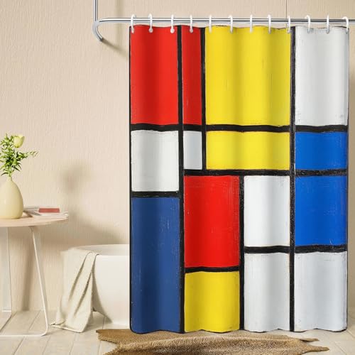 Duschvorhang 180x220 Mondrian, Duschvorhang Bunt Geometrisch Abstrakt Kunst Motiv, Shower Curtain Badewanne Badezimmer Deko, Wasserdicht Antischimmel Waschbar Stoff, mit Haken B&LOTX842 Duschvorhang 180x220 Mondrian, Duschvorhang Bunt Geometrisch Abstrakt Kunst Motiv, Shower Curtain Badewanne Badezimmer Deko, Wasserdicht Antischimmel Waschbar Stoff, mit Haken B&LOTX842 von Generisch
