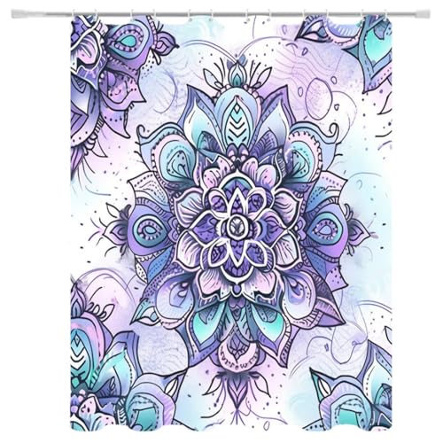 Duschvorhang Mandala 100x180 Duschvorhang mit Gewicht Waschbar Duschvorhänge, Duschrollo Wasserdicht Polyester Stoff Shower Curtains, Badevorhänge mit Duschvorhangringe für Badezimmer, Badewanne 5-738 von Generisch