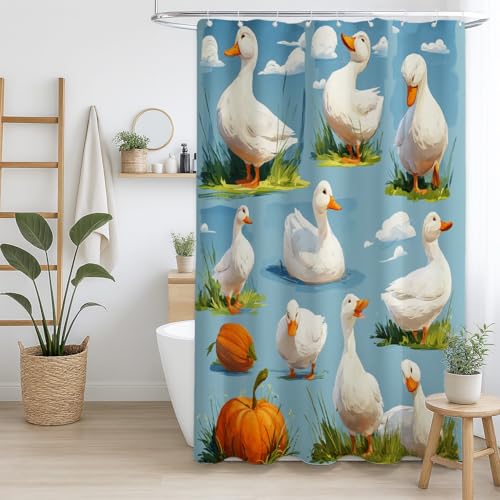 Duschvorhang Schnelltrocknend Polyester für Badezimmer Blau Tier realistisch süß,180 x 180cm（71" x 71"） von Generisch