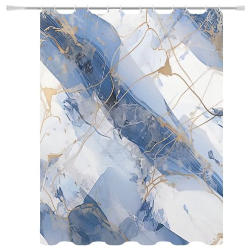 Duschvorhang W100xH200cm Marmor, Duschrollo Beschwerter Saum, Shower Curtain Wasserdicht Waschbar Textil Duschvorhänge mit Haken, Shower Curtains for Bathroom Badezimmer Badewannenvorhang Decor 5-745 von Generisch