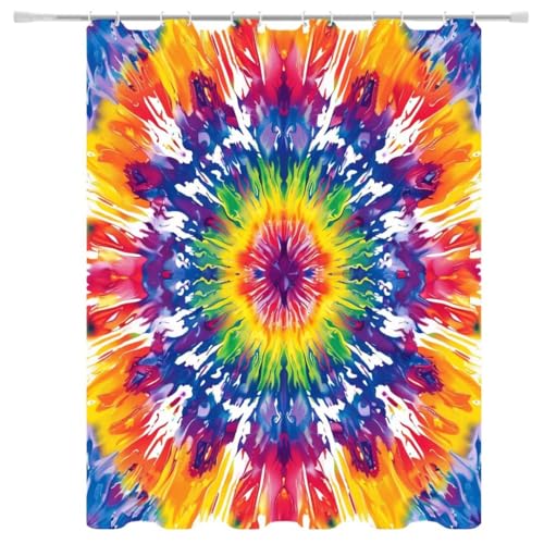Duschvorhang W120xH180cm Mandala, Duschrollo Beschwerter Saum, Shower Curtain Wasserdicht Waschbar Textil Duschvorhänge mit Haken, Shower Curtains for Bathroom Badezimmer Badewannenvorhang Decor 5-741 von Generisch