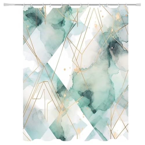 Duschvorhang W180xH200cm Marmor, Duschrollo Beschwerter Saum, Shower Curtain Wasserdicht Waschbar Textil Duschvorhänge mit Haken, Shower Curtains for Bathroom Badezimmer Badewannenvorhang Decor 5-749 von Generisch
