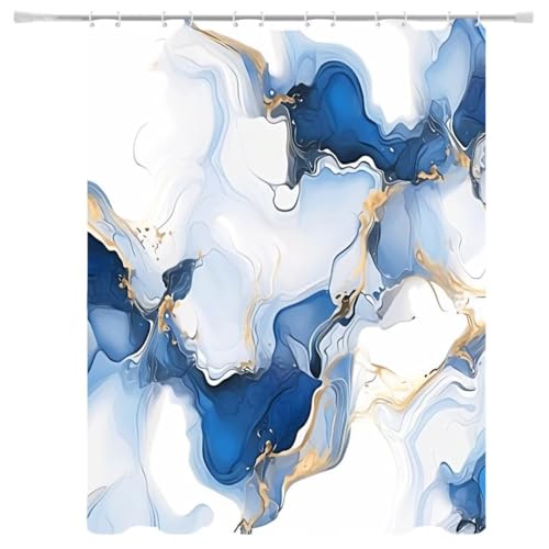 Duschvorhang W200xH200cm Marmor, Duschrollo Beschwerter Saum, Shower Curtain Wasserdicht Waschbar Textil Duschvorhänge mit Haken, Shower Curtains for Bathroom Badezimmer Badewannenvorhang Decor 5-743 von Generisch