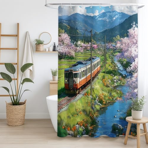 Duschvorhang Weit verbreitet Polyestergewebe für Badezimmer Blau Grün Anime Natur ästhetisch,180 x 180cm（71" x 71"） von Generisch