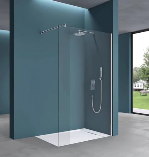Duschwand Duschabtrennung mit Stabistange 8 mm ESG Glas 1200x2000 mm von Generisch