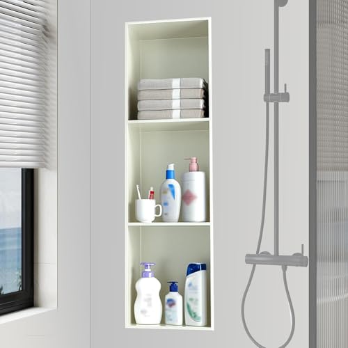 Duschwand aus Edelstahl – weißer Badezimmer-Nizer für Shampoo, Seife und Toilettenartikel – langlebiges und stilvolles Badezimmer-Accessoire von Generisch