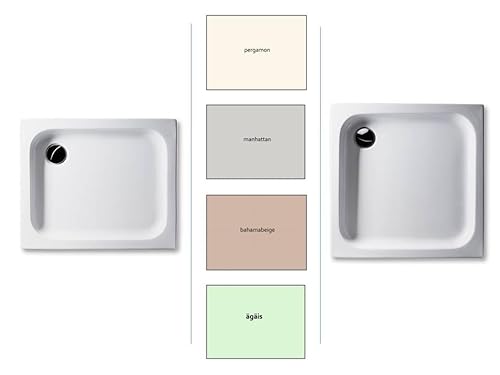 Duschwanne Acryl, wählbar in den Farben: Pergamon, Bahamabeige/Beige, Manhattan, Ägäis in verschiedenen Größen flach 6,5cm (Pergamon, 90 x 75cm) von Generisch