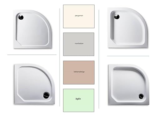 Duschwanne viertelkreis,in den Farben Pergamon, Bahambeige/Beige, Manhattan, Ägäis in verschiedenen Größen (Pergamon, 90 x 90 x 6,5cm) von Generisch