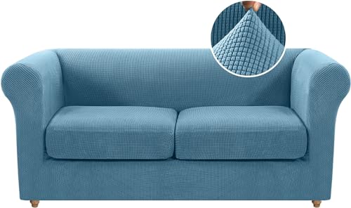 Dusty Blue Stretch-Sofabezug für 2-Sitzer Chesterfield – rutschfester Möbelschutz mit separaten Kissenbezügen – Spandex-Schonbezug für verbesserte Passform & Wohnzimmerschutz Dusty Blue Stretch-Sofabezug für 2-Sitzer Chesterfield – rutschfester Möbelschutz mit separaten Kissenbezügen – Spandex-Schonbezug für verbesserte Passform & Wohnzimmerschutz von Generisch