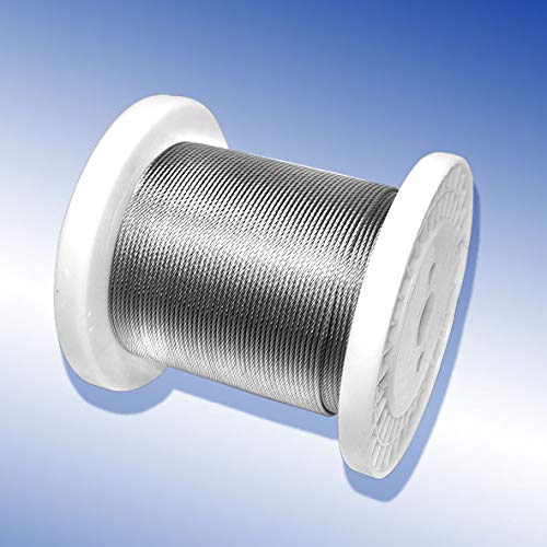 EDELSTAHL Drahtseil Ø = 2,0 mm | 125 Meter | 7x7 | Stahlseil A4 rostfrei Edelstahldrahtseil V4A INOX Seil Draht Stahl Niro Edelstahlseil von Generisch