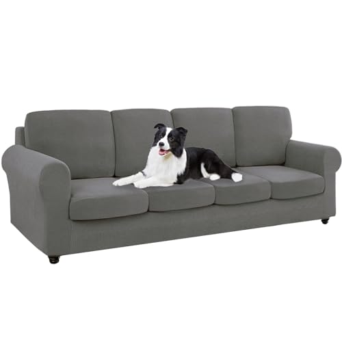 EKTORP Stretch Sofabezug Set mit Sitz- & Rückenkissenschoner - Stilvoller mittelgrauer Schonbezug für 4-Sitzer L-förmige Couch - Langlebig Leicht zu Reinigen von Generisch