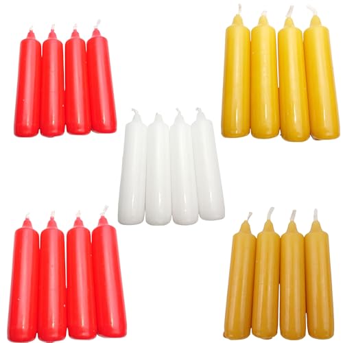 EWA Probierset Adventskerzen mit 2x rot + gelb + natur + weiß + Kerzen ca. 20 x 105 mm (5 x 4 Stück) (AK 4-18/500) Weihnachtskerzen, Christbaumkerzen, Baumkerzen von Generisch