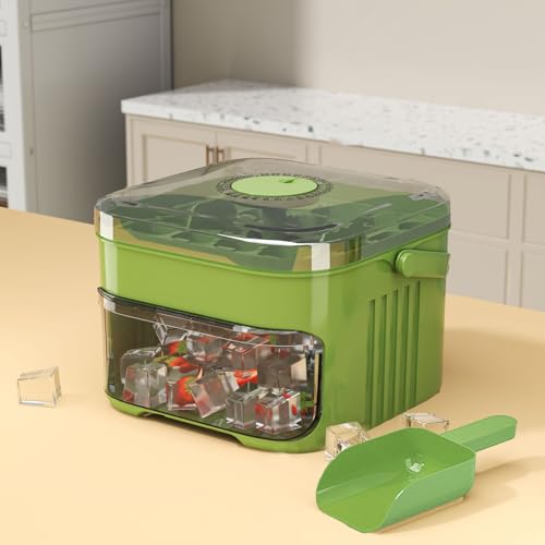 Easy Press Ice Maker, Eisform,Drücken Sie Eisschalen für Gefrierschritte mit Bin und Scoop | Tragbar mit Griff, einfache Veröffentlichung ohne kühle Würfelhersteller für Cocktail, Whisky (A) von Generisch