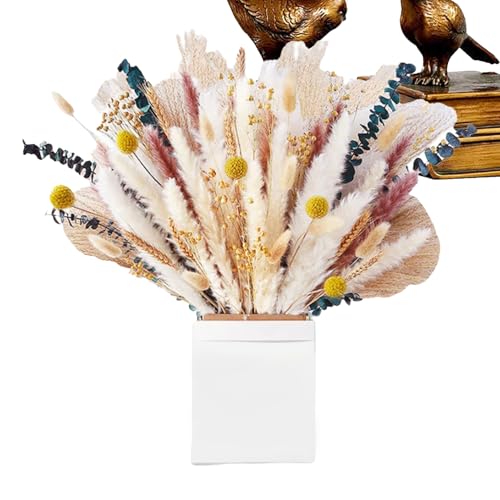 Echte Getrocknete Blumen - Handgefertigter Trockenblumenschmuck - Deko Ästhetische Florale Landhausstil Arrangements Für Wohnzimmer Schlafzimmer Hochzeit Vase Zuhause von Generisch