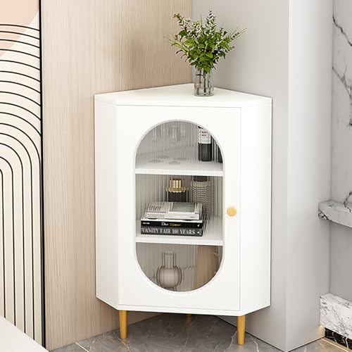 Eck-Aufbewahrungsschrank, freistehendes Bücherregal mit Glastür, Eckdisplay und Küchen-Speisekammer-Schrank für Zuhause, platzsparend von Generisch
