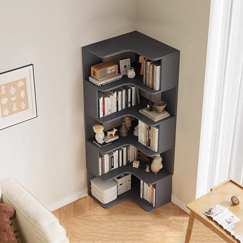 Eck-Bücherregal, 6-stöckiges L-förmiges Bücherregal mit Anti-Drop-Panel, freistehendes Präsentationsregal für Home Office und Wohnzimmer Aufbewahrung Eck-Bücherregal, 6-stöckiges L-förmiges Bücherregal mit Anti-Drop-Panel, freistehendes Präsentationsregal für Home Office und Wohnzimmer Aufbewahrung von Generisch