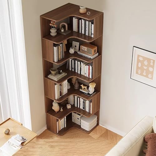 Eck-Bücherregal, 6-stöckiges L-förmiges Bücherregal mit Anti-Drop-Panel, freistehendes Präsentationsregal für Home Office und Wohnzimmer Aufbewahrung Eck-Bücherregal, 6-stöckiges L-förmiges Bücherregal mit Anti-Drop-Panel, freistehendes Präsentationsregal für Home Office und Wohnzimmer Aufbewahrung von Generisch