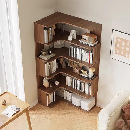 Eck-Bücherregal, 6-stöckiges L-förmiges Bücherregal mit Anti-Drop-Panel, freistehendes Präsentationsregal für Home Office und Wohnzimmer Aufbewahrung Eck-Bücherregal, 6-stöckiges L-förmiges Bücherregal mit Anti-Drop-Panel, freistehendes Präsentationsregal für Home Office und Wohnzimmer Aufbewahrung von Generisch