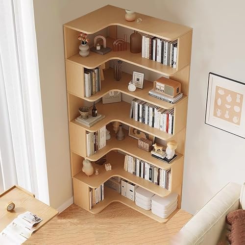 Eck-Bücherregal, 6-stöckiges hohes Bücherregal mit Anti-Drop-Panel, L-förmiges, freistehendes Präsentationsregal für Zuhause, Büro und Wohnzimmer, Aufbewahrungs-Organizer Eck-Bücherregal, 6-stöckiges hohes Bücherregal mit Anti-Drop-Panel, L-förmiges, freistehendes Präsentationsregal für Zuhause, Büro und Wohnzimmer, Aufbewahrungs-Organizer von Generisch