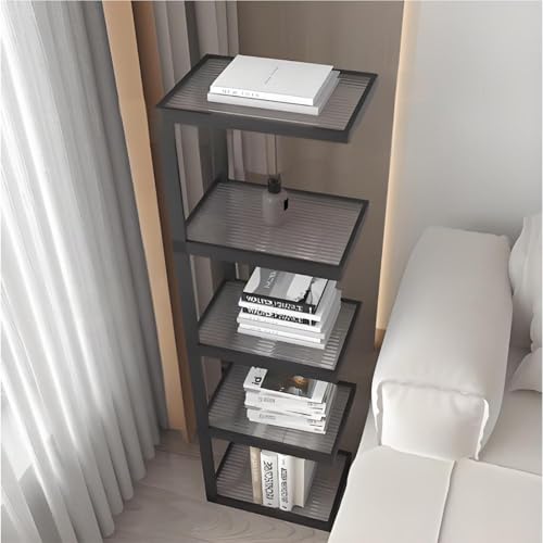 Eck-Bücherregal Vitrine Modern Metall Bücherregal für Wohnzimmer Schlafzimmer Arbeitszimmer Balkon Büro von Generisch