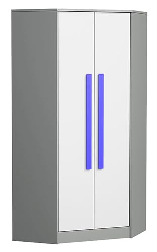 Eckkleiderschrank GUT 2 – Anthrazit/Weiß mit blauen Griffen – 87 x 191 x 87 cm - letzes Stück! Eckkleiderschrank GUT 2 – Anthrazit/Weiß mit blauen Griffen – 87 x 191 x 87 cm - letzes Stück! von Generisch