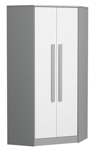 Eckkleiderschrank GUT 2 – Anthrazit/Weiß mit grauen Griffen – 87 x 191 x 87 cm - letzes Stück! Eckkleiderschrank GUT 2 – Anthrazit/Weiß mit grauen Griffen – 87 x 191 x 87 cm - letzes Stück! von Generisch