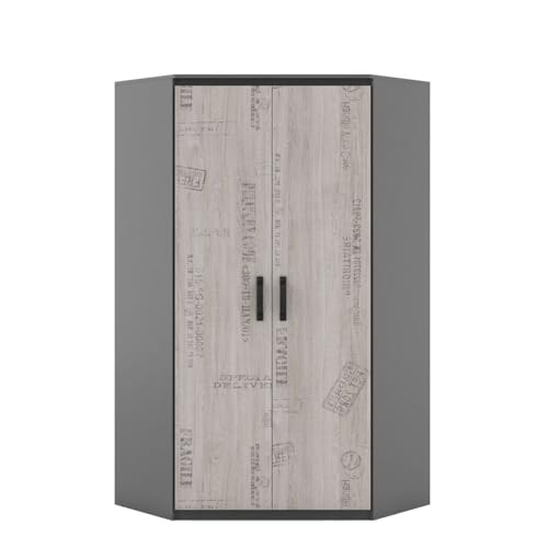 Eckkleiderschrank Santana – 2-türig – 192x99x99 cm – Graphit/Eiche Santana – Jugendzimmer - letztes Stück! Eckkleiderschrank Santana – 2-türig – 192x99x99 cm – Graphit/Eiche Santana – Jugendzimmer - letztes Stück! von Generisch